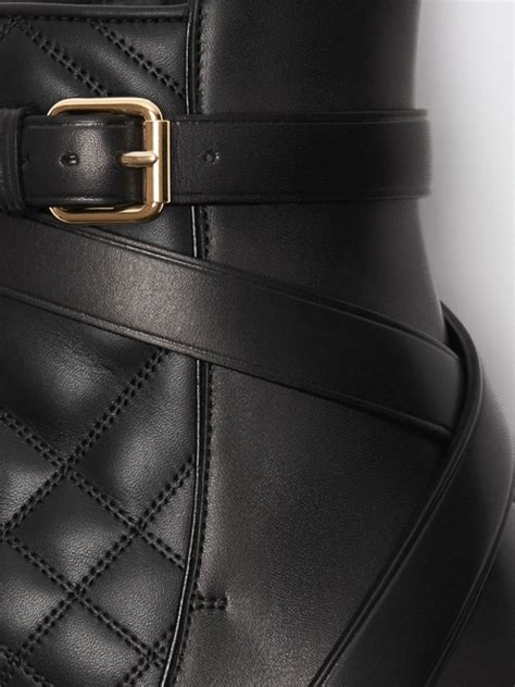 burberry strap detail quilted leather ankle boots|Women’s Designer Boots .